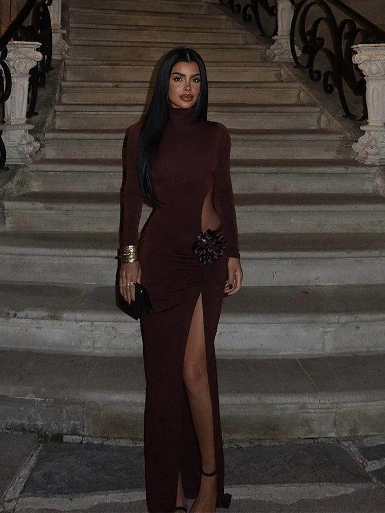 Mock Turtleneck Solid Long Sleeve Party Dress image 7