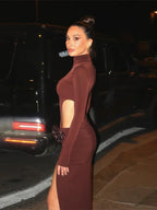 Mock Turtleneck Solid Long Sleeve Party Dress image 3