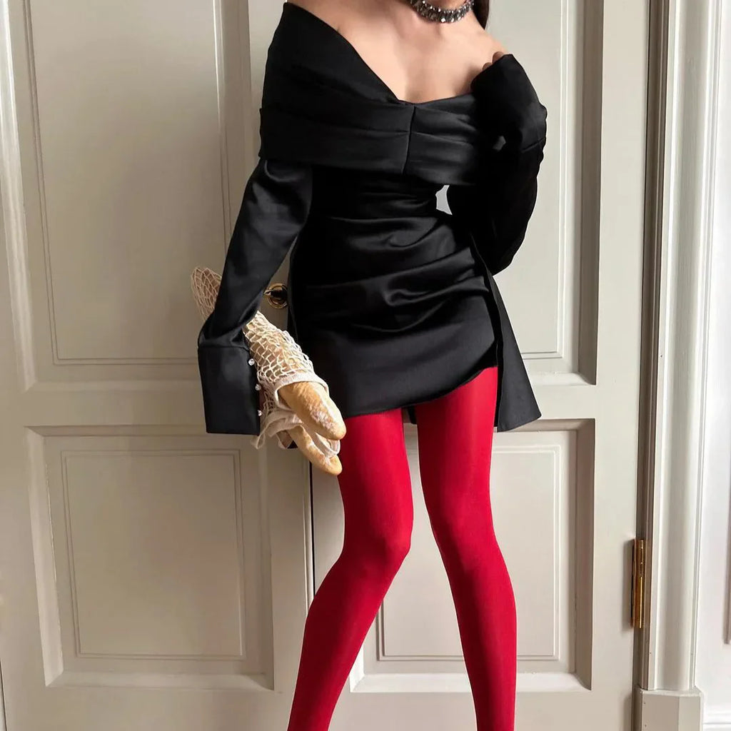 Elegant Party Off Shoulder Slim Mini Sexy Red Dresses Novelty Party Dress image 2