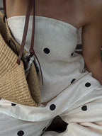Polka Dot Tube Top Wide Pants Office Two Piece Set image 3