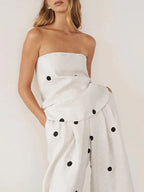 Polka Dot Tube Top Wide Pants Office Two Piece Set image 6
