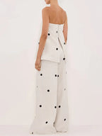 Polka Dot Tube Top Wide Pants Office Two Piece Set image 5