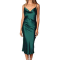 Elegant Satin Long Dresses Green Party Sexy Evening Backless Summer Party Dress image 6