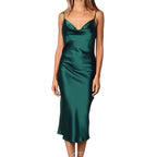 Elegant Satin Long Dresses Green Party Sexy Evening Backless Summer Party Dress image 6
