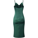 Elegant Satin Long Dresses Green Party Sexy Evening Backless Summer Party Dress image 5