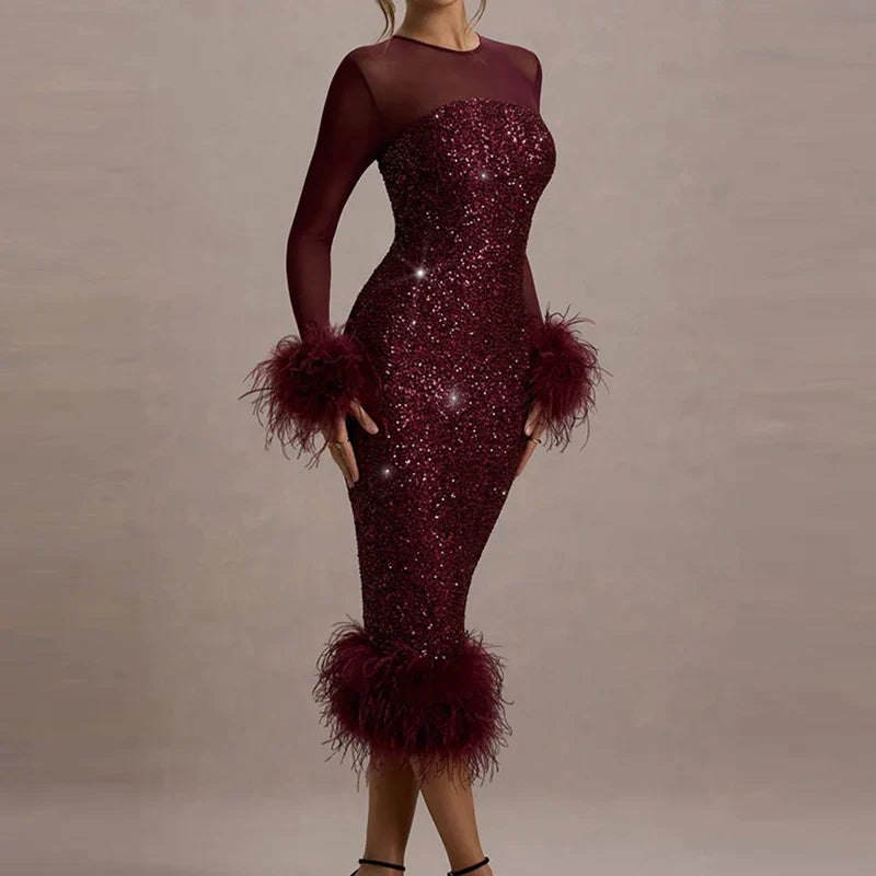 Sequin Mesh Backless Casual Party Dress image 1