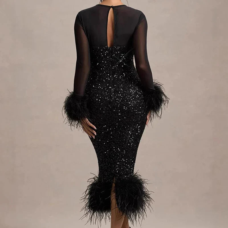 Sequin Mesh Backless Casual Party Dress image 6