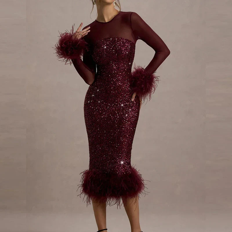 Sequin Mesh Backless Casual Party Dress image 3