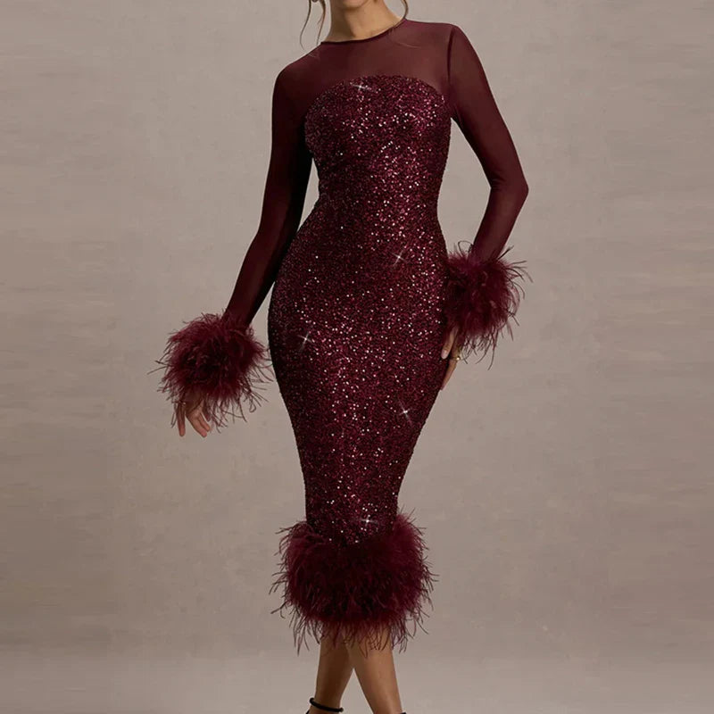 Sequin Mesh Backless Casual Party Dress image 2
