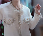 Pearls Tassels Fringed Bow Cardigan image 3