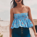 Cherry Plaid Peplum Crop Top image 6