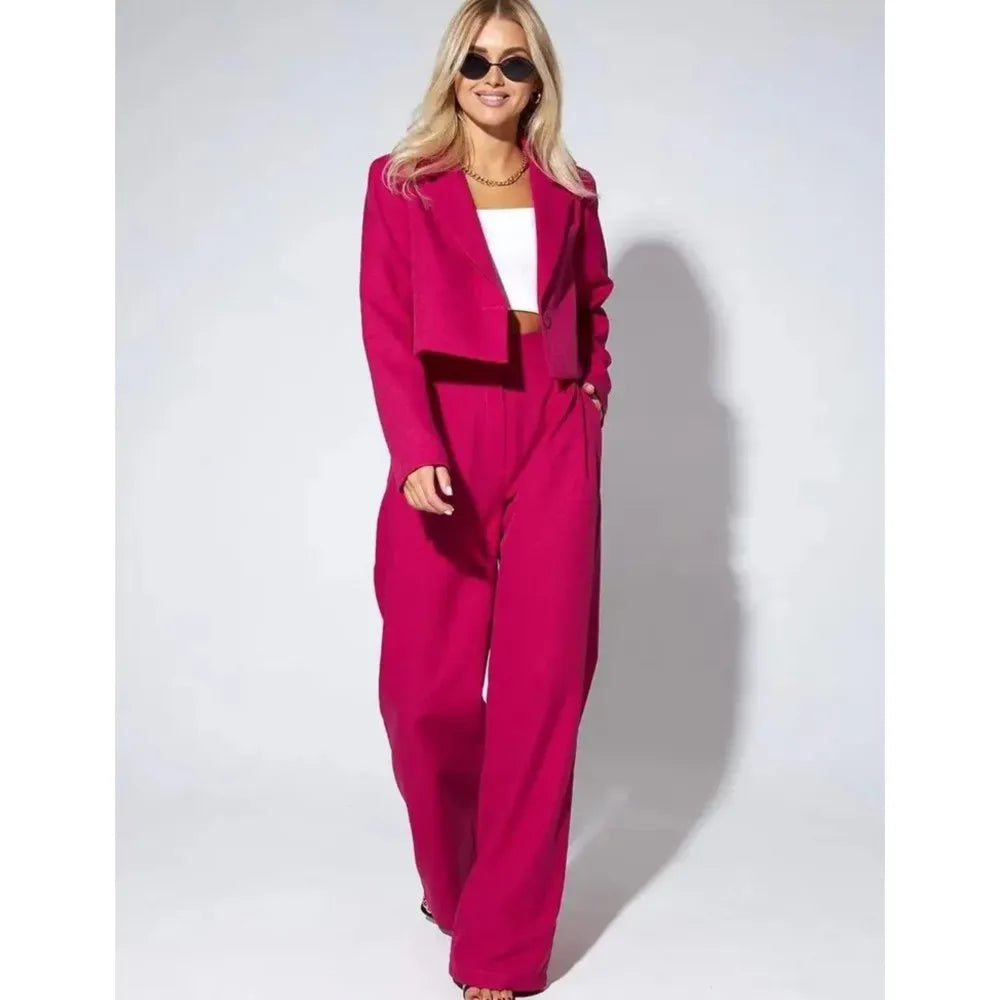 Spring Slim Wide Leg Pants Office Two Piece Set image 3