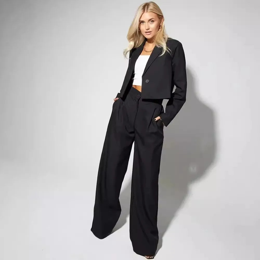 Spring Slim Wide Leg Pants Office Two Piece Set image 4