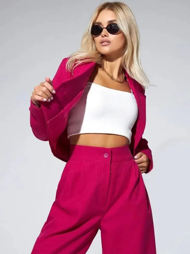 Spring Slim Wide Leg Pants Office Two Piece Set image 11