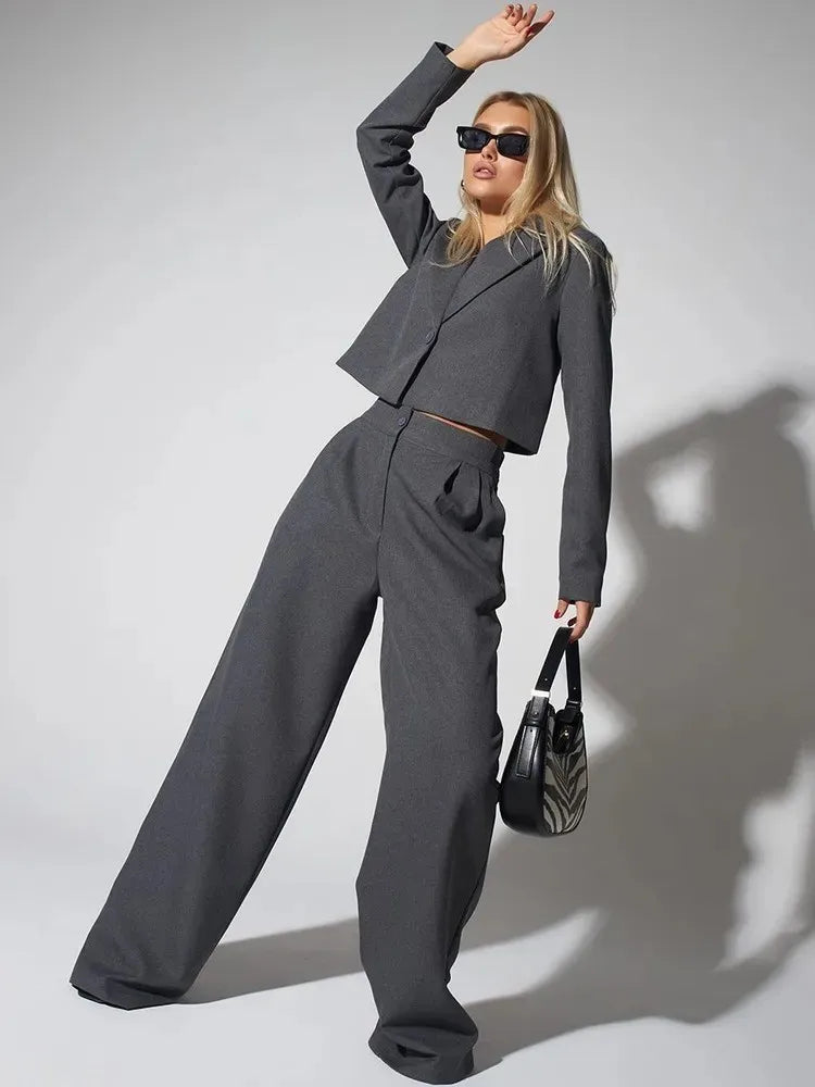 Spring Slim Wide Leg Pants Office Two Piece Set image 10