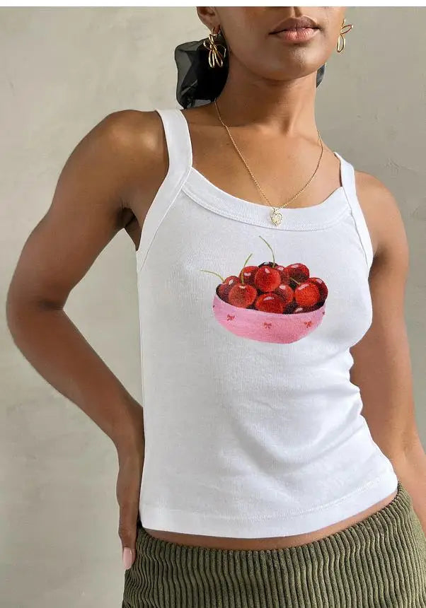 Cartoon Print O-Neck Crop Top image 12