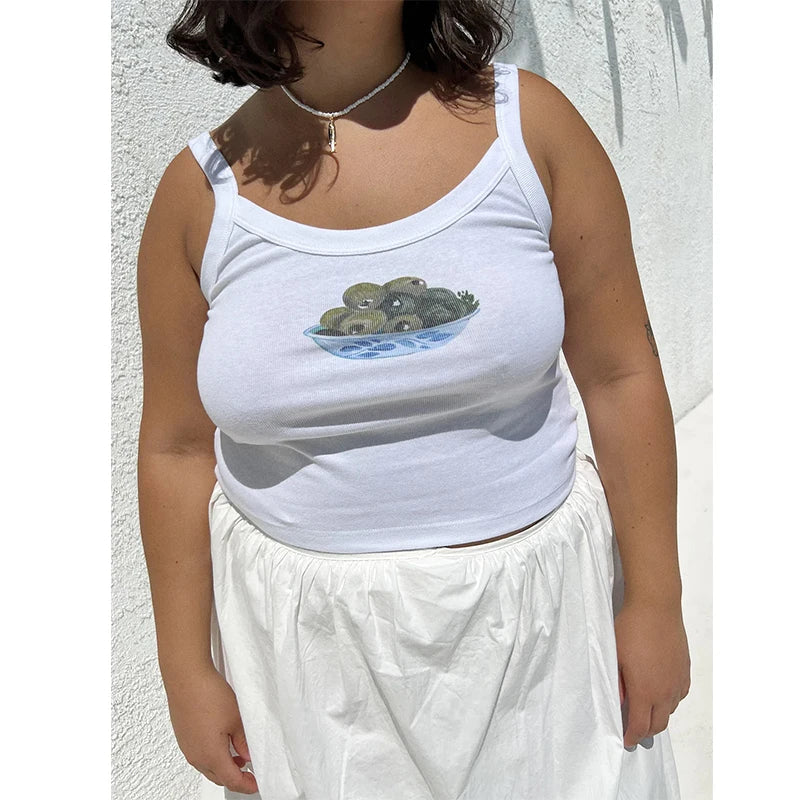 Cartoon Print O-Neck Crop Top image 7