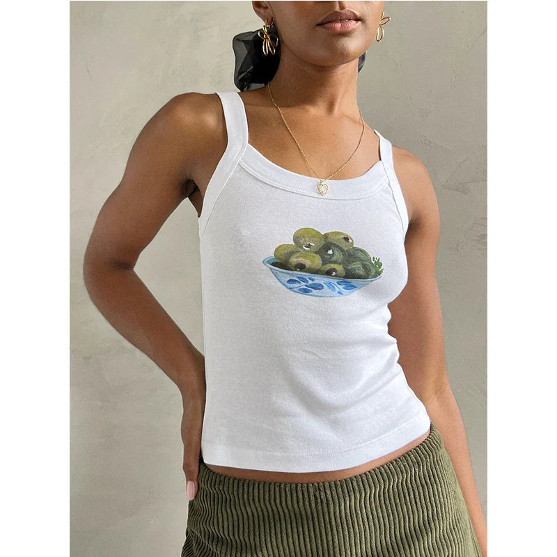 Cartoon Print O-Neck Crop Top image 4