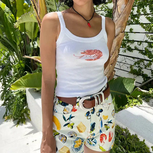 Cartoon Print O-Neck Crop Top image 1