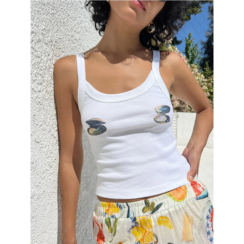 Cartoon Print O-Neck Crop Top image 5