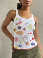 Cartoon Print O-Neck Crop Top image 14