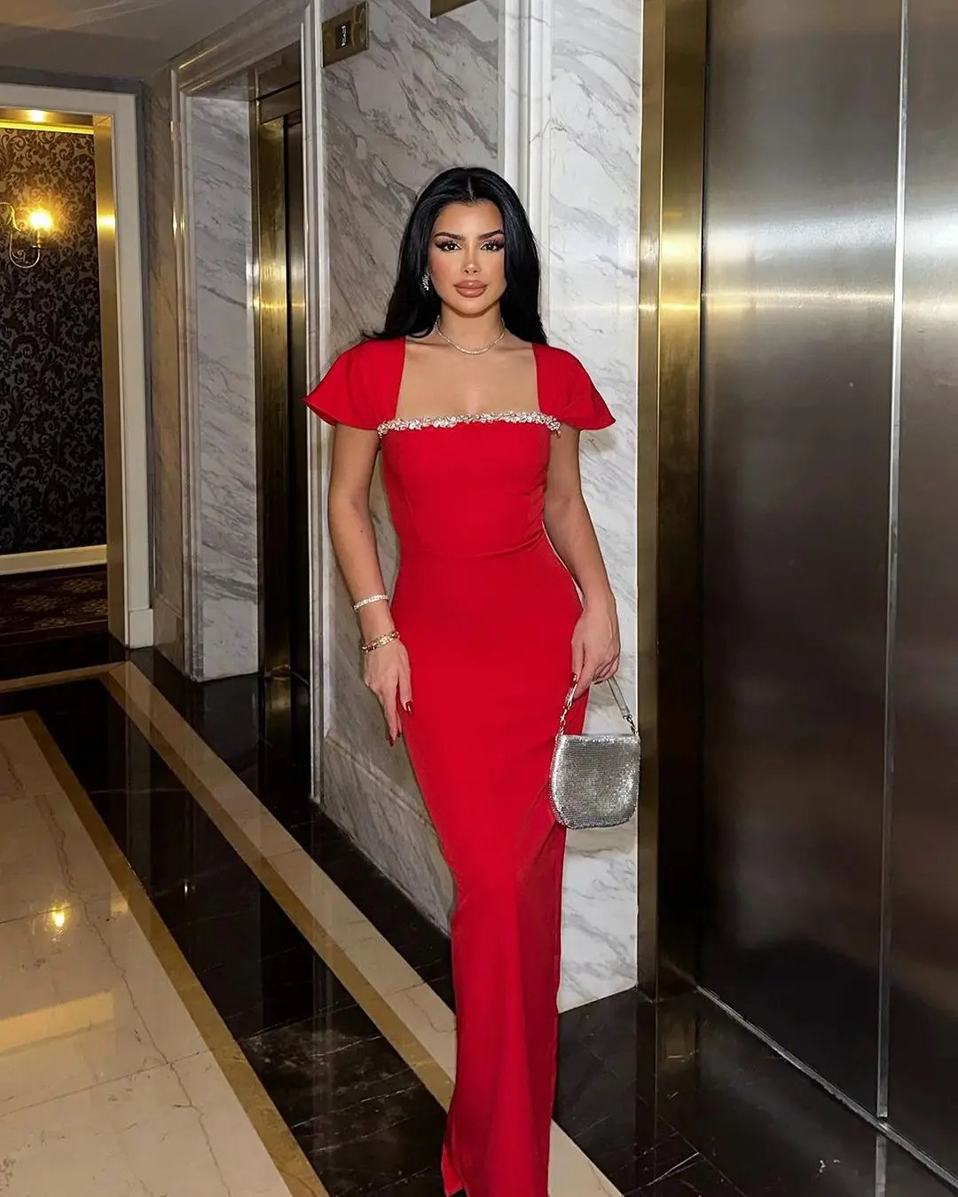 Rhinestone Neck Hanging Party Dress image 1