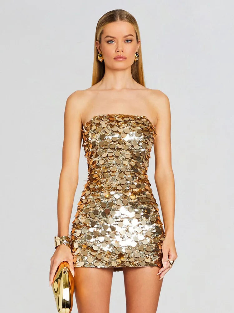 Backless Sequin Mini Party Dress image 3