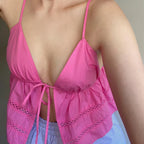 Lace-Up Bandage V-Neck Crop Top image 1