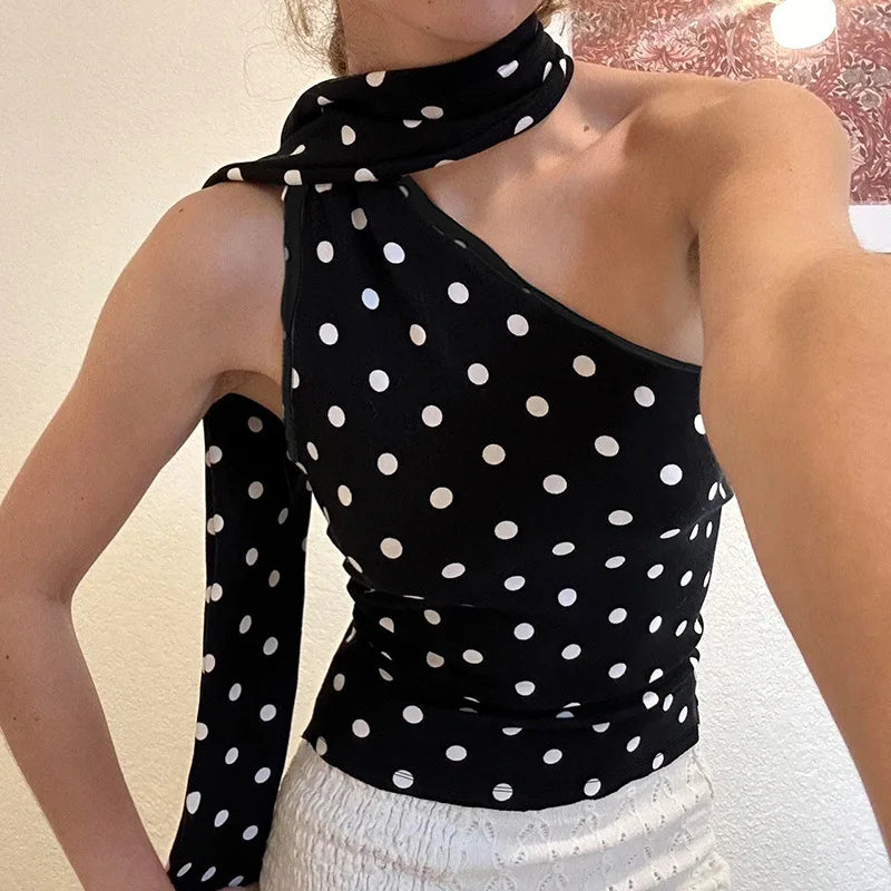 Polka Dot Scarf Crop Top image 2