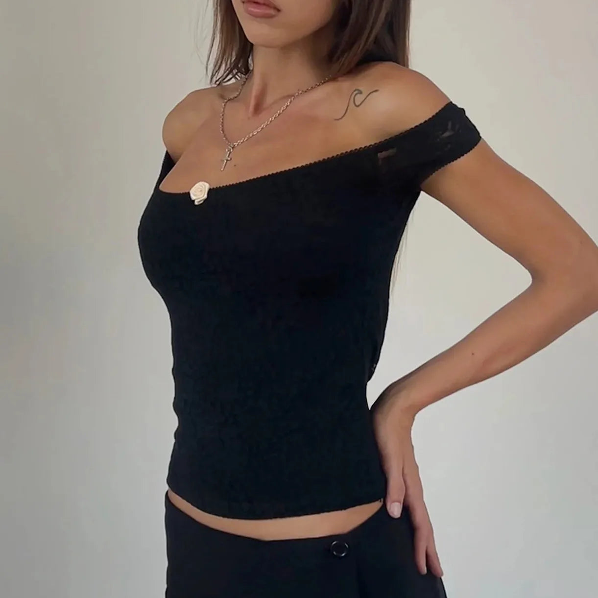 Floral Lace Wrap Milkmaid Crop Top image 5