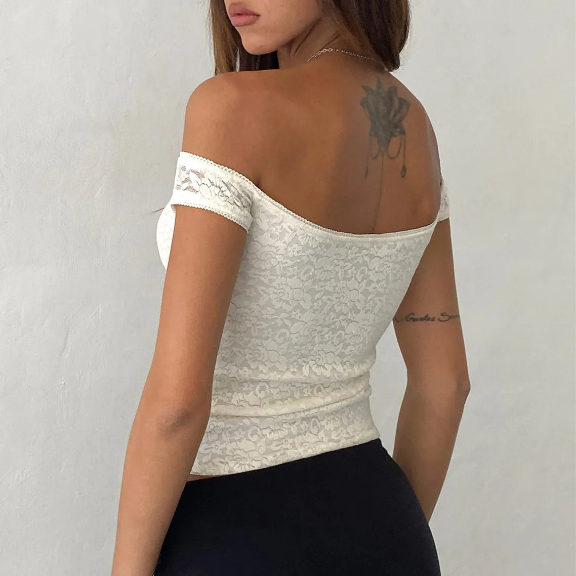Floral Lace Wrap Milkmaid Crop Top image 2