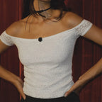 Floral Lace Wrap Milkmaid Crop Top image 3