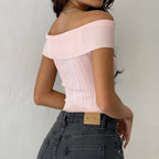 3D Flower Boat Neck Crop Top image 4