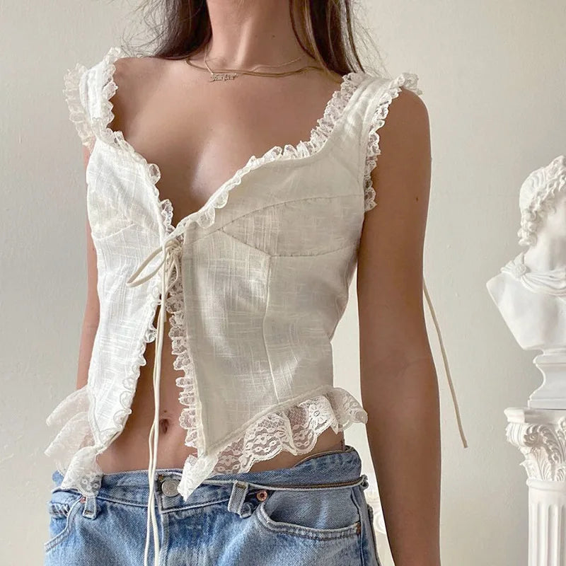 Retro Grunge White Crop Top image 11