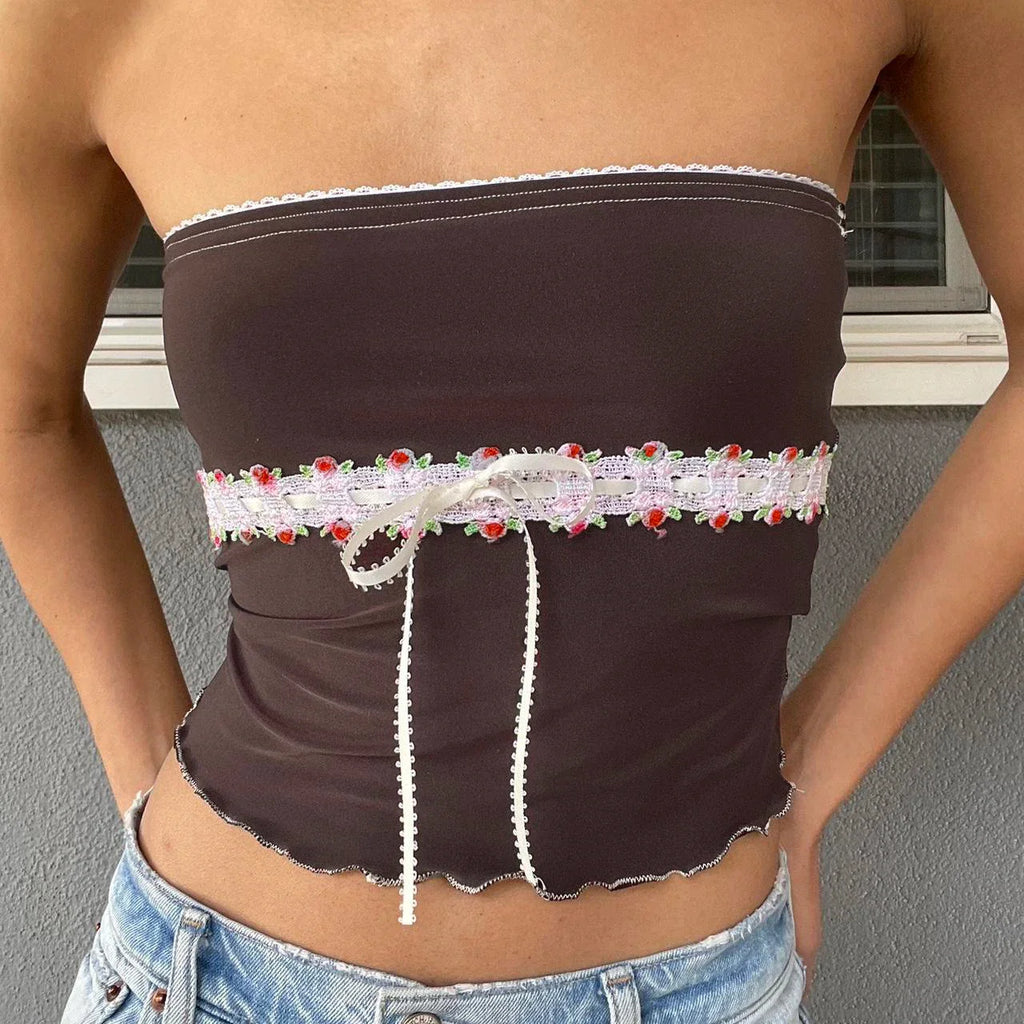 Floral See-Through Tube Crop Top image 6