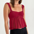 Ruffle Hem Sheer Mesh Crop Top image 1