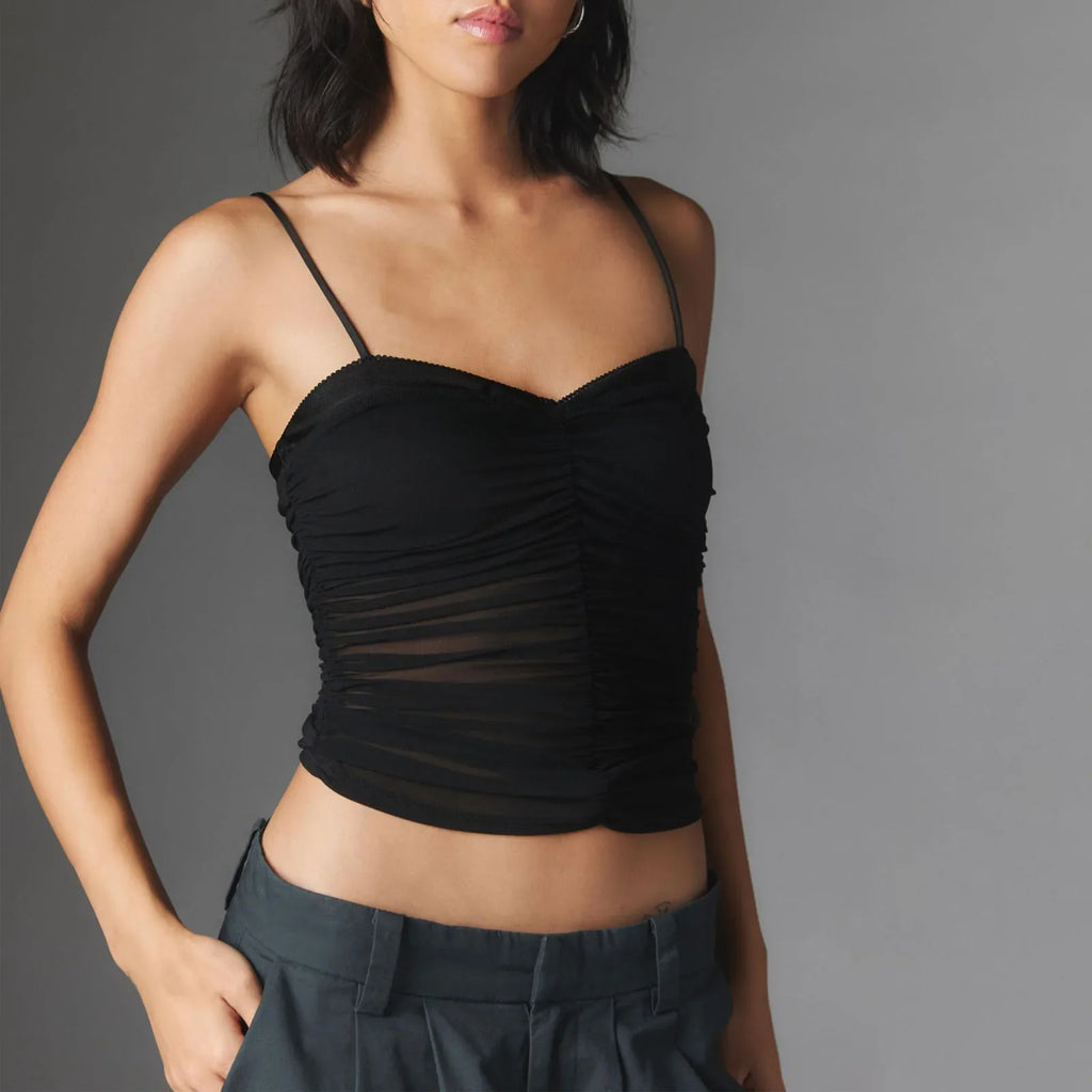Ruched Spaghetti Strap Crop Top image 3