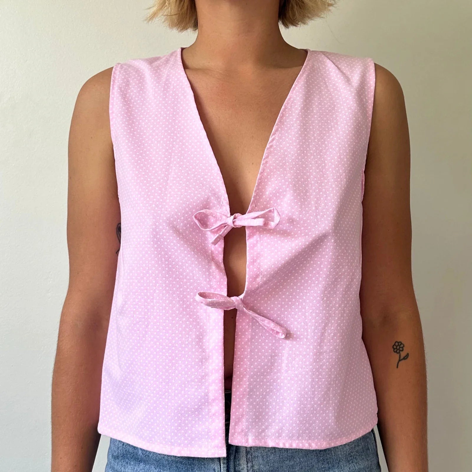 Tie-Front Lace Camis Crop Top image 7