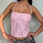 Lace Cross Back Sheer Crop Top image 1
