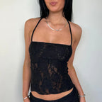 Lace Cross Back Sheer Crop Top image 5
