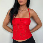 Lace Cross Back Sheer Crop Top image 4