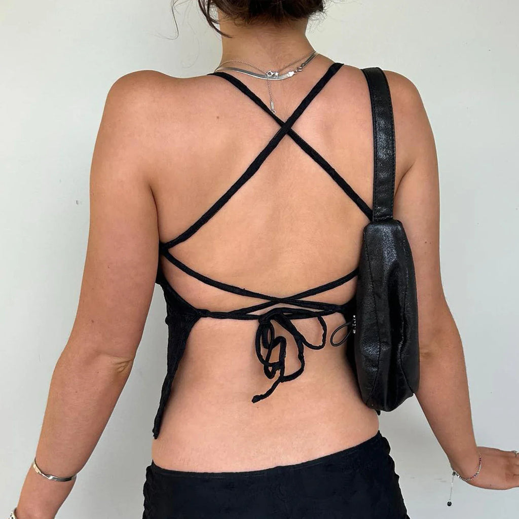Lace Cross Back Sheer Crop Top image 6