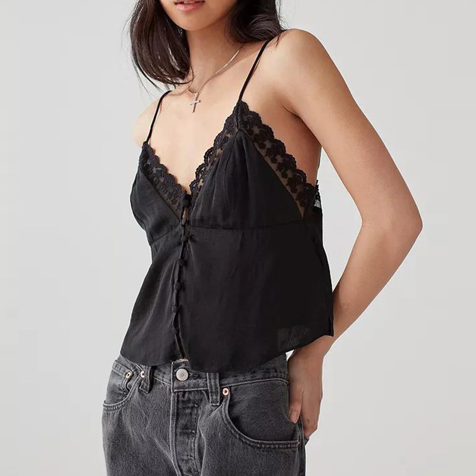 Ruched V-Neck Solid Crop Top image 2