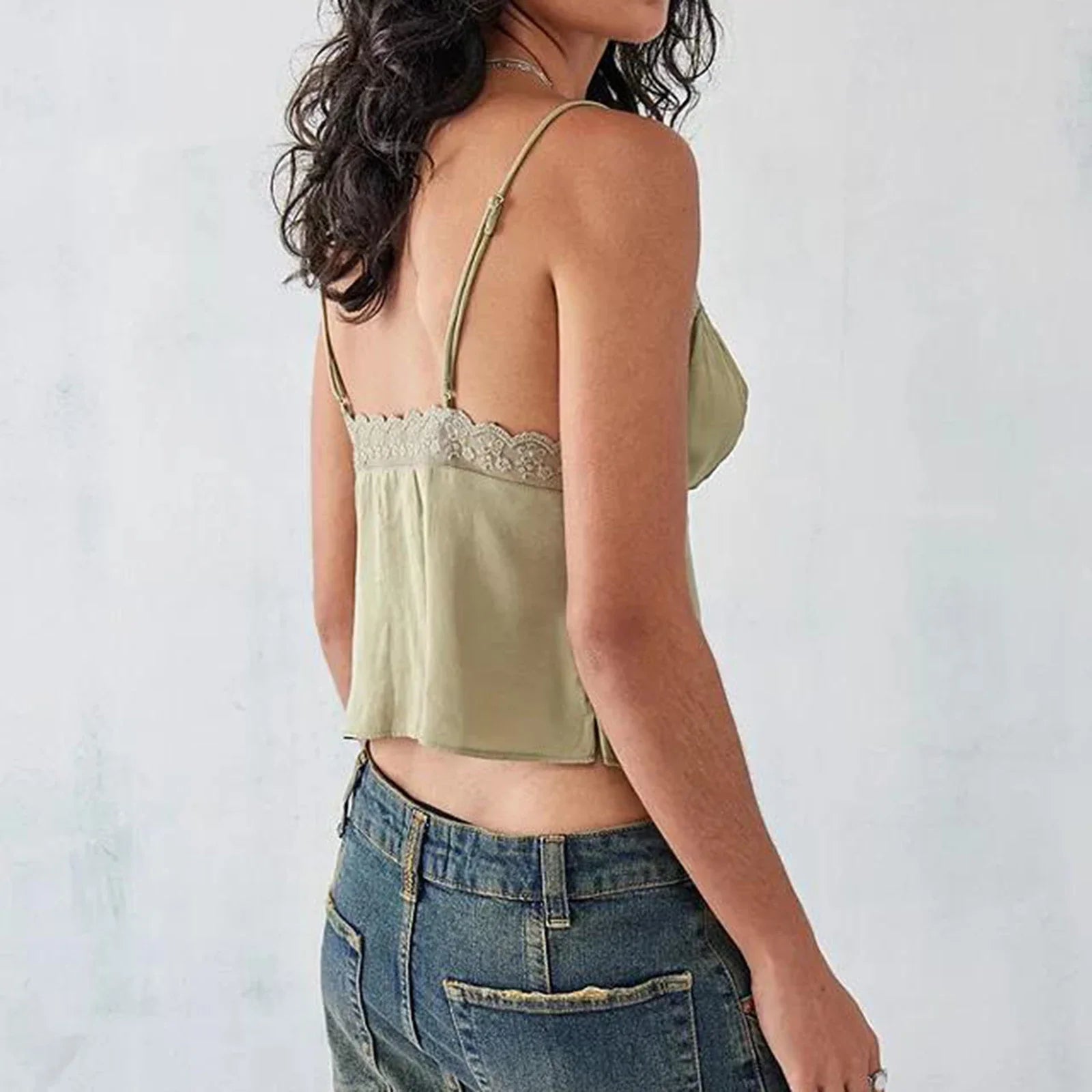 Ruched V-Neck Solid Crop Top image 4