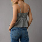 Smocked Gingham Peplum Crop Top image 2