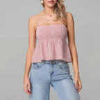 Smocked Gingham Peplum Crop Top image 5