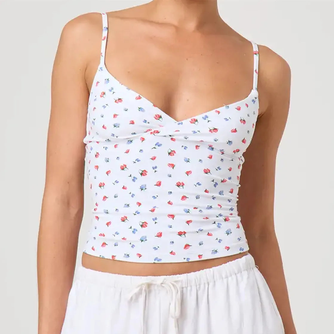 Spaghetti Strap V-Neck Crop Top image 4