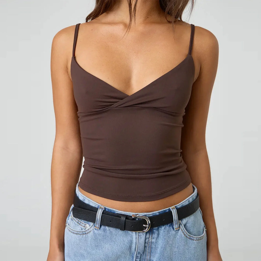 Spaghetti Strap V-Neck Crop Top image 3