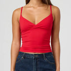 Spaghetti Strap V-Neck Crop Top image 5