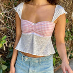 Plaid Patchwork Tie-Up Crop Top image 6